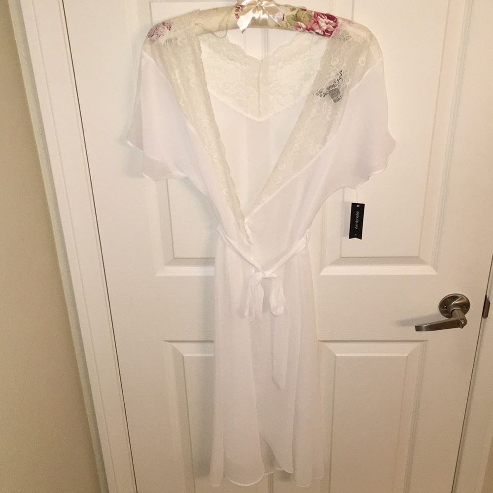 Ambrielle sheer bridal robe in ivory